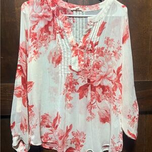 Anthropologie Red Floral Blouse